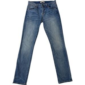 BCBG Maxazria Mid Rise Straight Slim Jeans Light Blue Wash Size 25